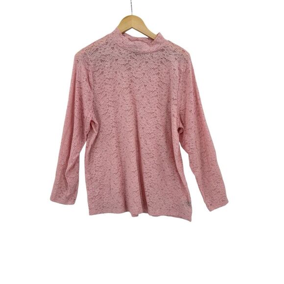 Torrid‎ Top Womens 2X Pink Floral Lace Boho Coquette Feminine Mock Neck Fairy - Picture 1 of 9